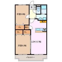 近鉄長島駅 徒歩13分 2階の物件間取画像